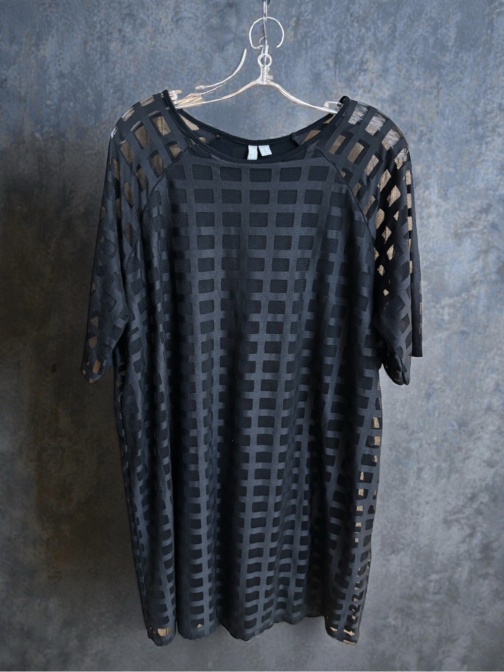 ASOS Black Grid Mesh Overlay Top